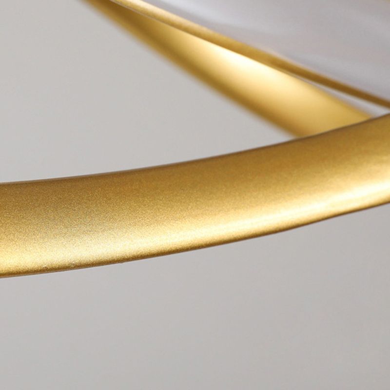 Adjustable Hanging Cord Chandelier Light Modern Simplicity Symmetrical Curves Metal Ceiling Pendant for Restaurant