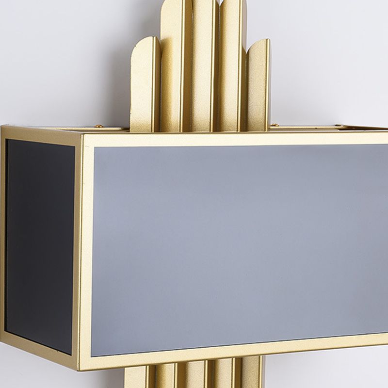 25.5“/37.5” Wide Brass 1 Light Sconce Light Rustic Fabric Rectangle Wall Lighting Fixture for Living Room