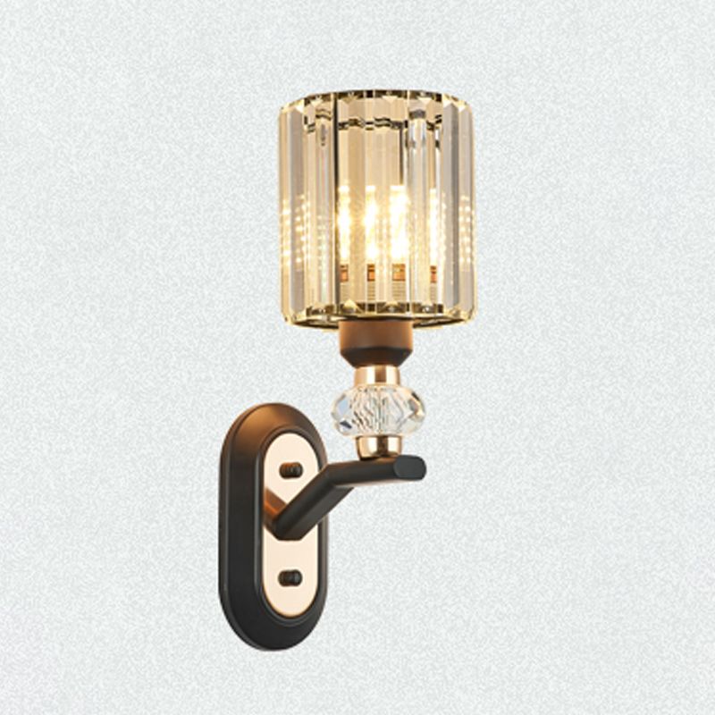 1-Light Wall Sconce Modern Style Crystal Half Cylinder Shape Wall Mount Light Fixture