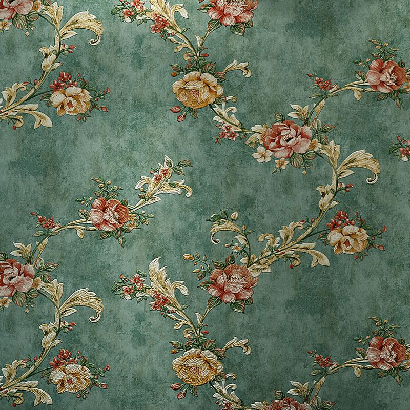 Pastel Color Rustic Wallpaper Roll 33' L x 20.5" W Peony and Branch Wall Decor for Home