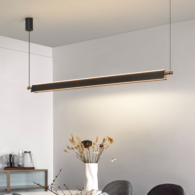 Contemporary Linear Island Lighting Fixture Simple LED Hanging Light for Dining Room
