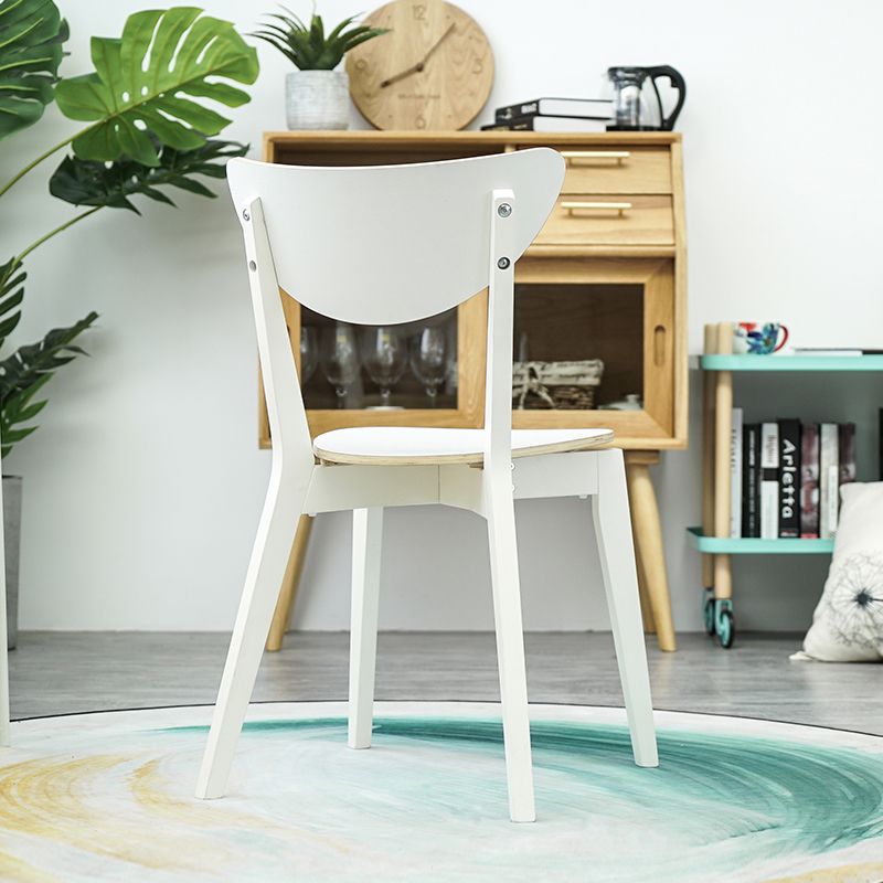 Open Back Armless Dining Chairs Stackable Side Dining Chairs with Wood Legs