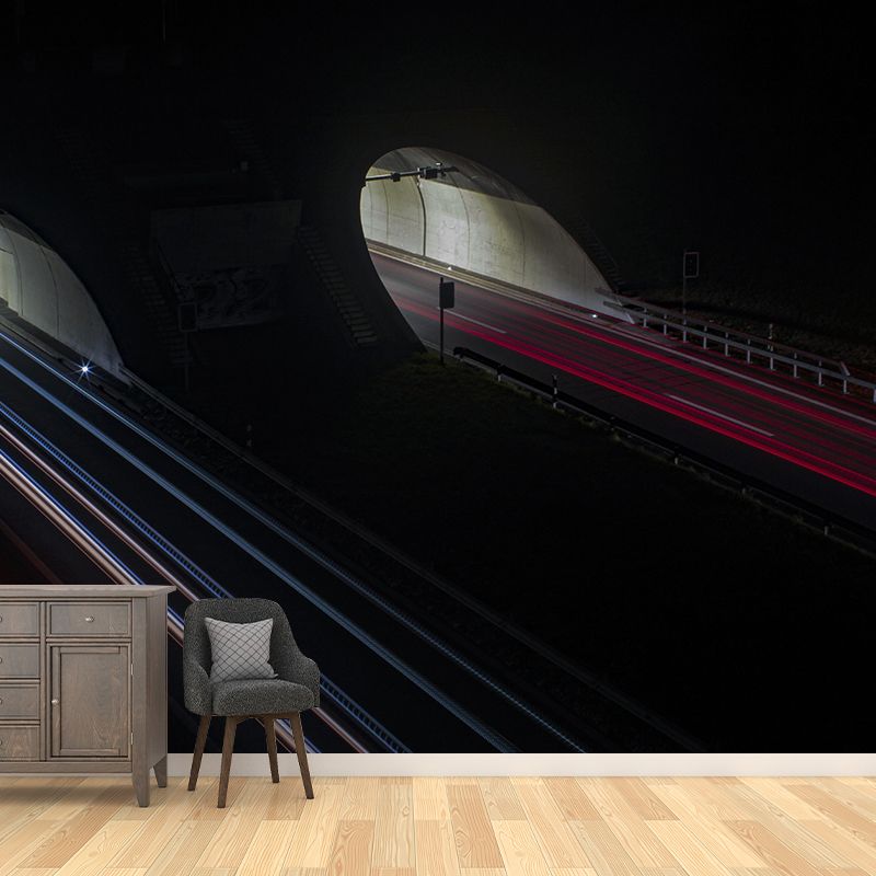 Various Highway View Mural Wallpaper Contemporary Mildew Resistant Wall Covering