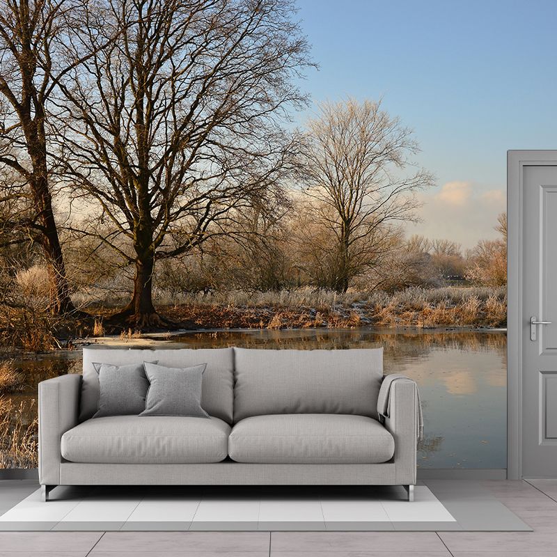 Customized Winter Forest Wall Mural Mildew Resistant Wall Decor for House Interior