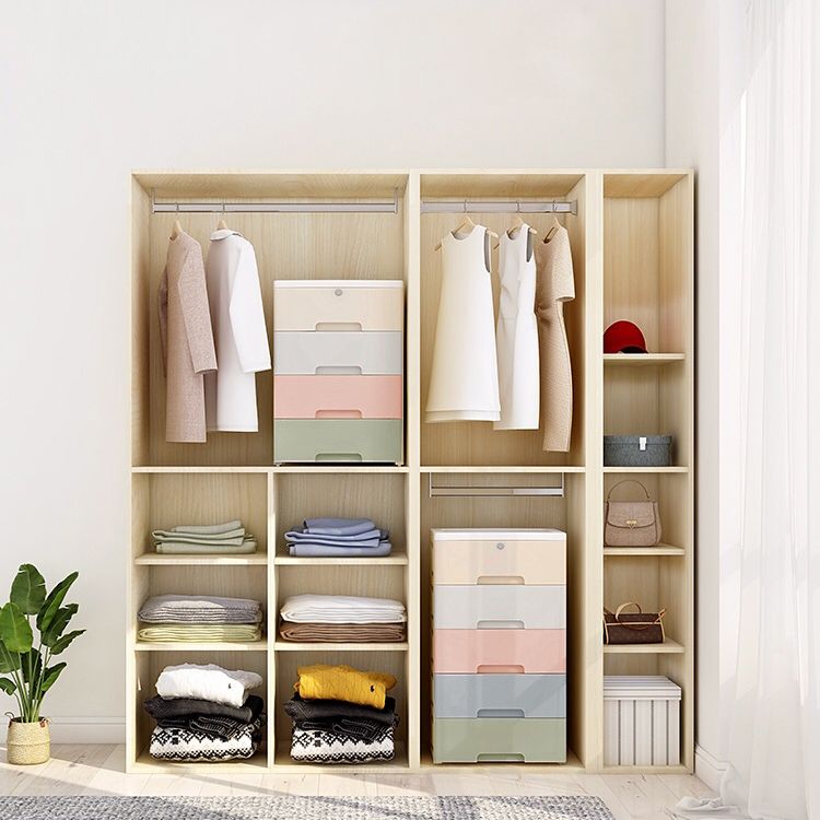 Contemporary Plastic Storage Cabinet With Drawer Non-Hanging Armoire