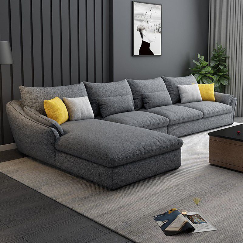 30.7 " H Grey Cotton Blend Flared Arm Sofa & Chaise for Living Room