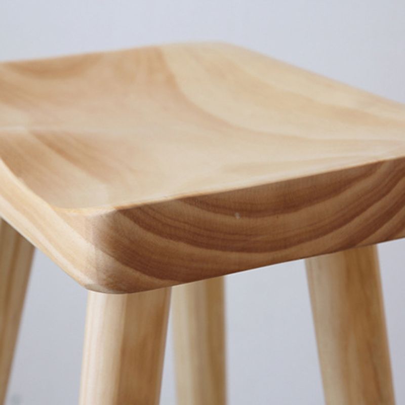 Industrial Backless Armless Counter Stool Pine Wood Bar Stool with Pedal for Milk Tea Shop