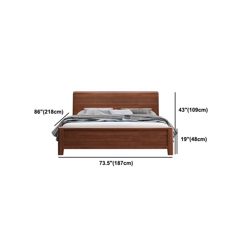 Walnut Bed, Deep Brone, Queen,42.91inch High Bed Frame with Bedside