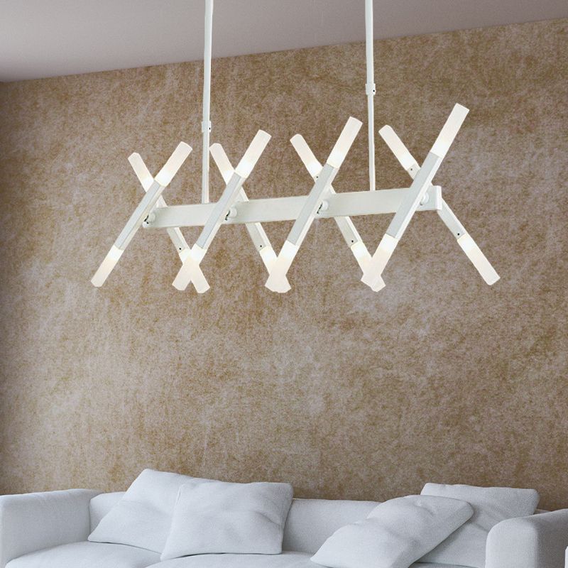 Acrylic Tube Island Pendant Modern 16/20 Lights Black/White/Gold Ceiling Pendant Light for Dining Room