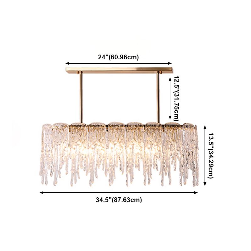 Icicle Shaped Glass Island Chandelier Lights Modern Living Room Hanging Pendant Lights