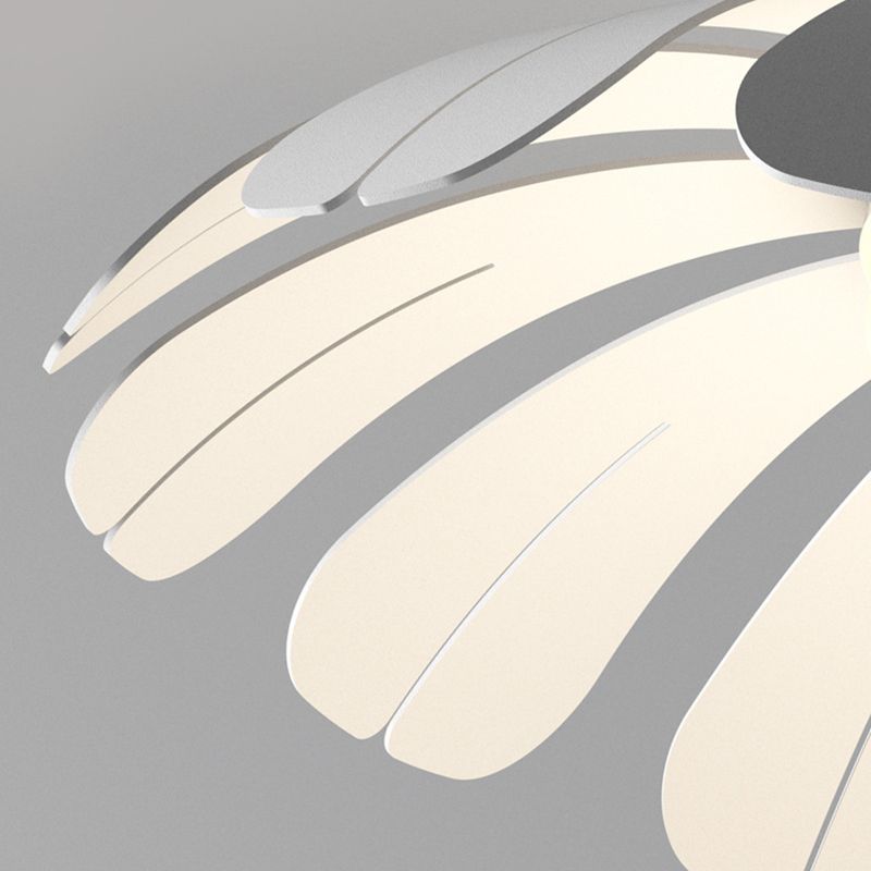 Metal and Acrylic Semi Flush in Black / White Flower Shape LED Ceiling Semi Flush