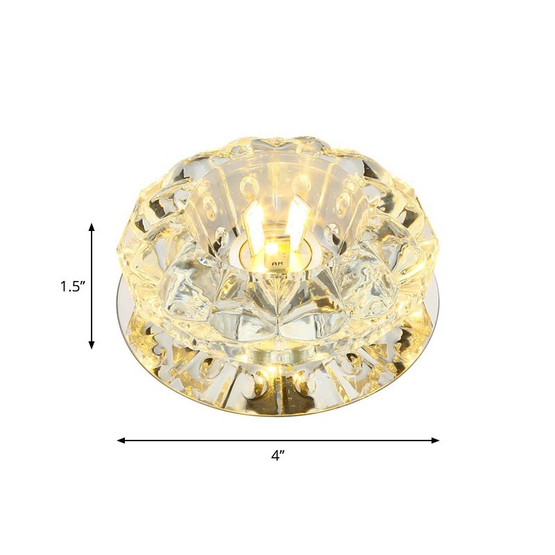 Lámpara montada en el techo de cristal transparente con pétalos, iluminación LED moderna de montaje empotrado cromado para pasillo