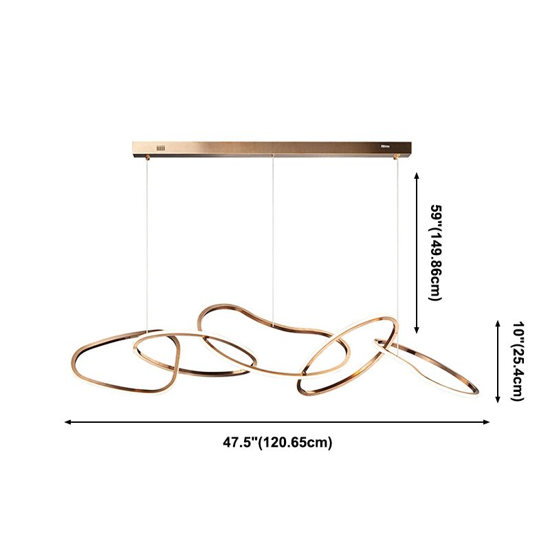 Rose Gold Metal Island Lights Acrylic Shade Modern Simplicity Hanging Lamp