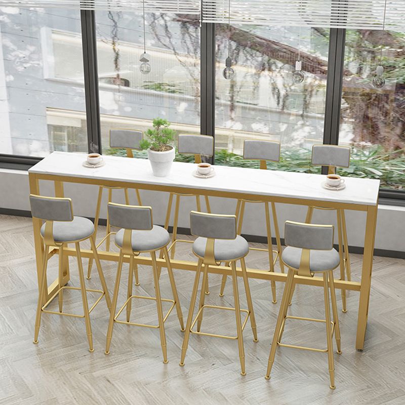 Scandinavian Upholstered Counter Stool Round Bar-height Bar Stool for Indoor