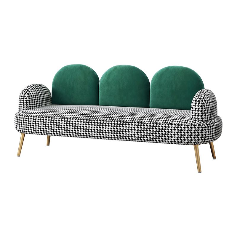 Contemporary Camel Back Standard Sofa Fabric Round Arm Sofa for Bonus Room