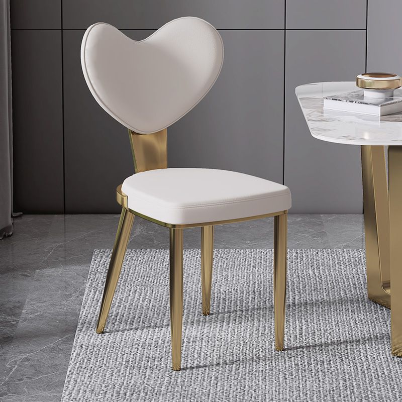 Faux Leather Kitchen Dining Chairs Glam Side Chairs with Metal Base