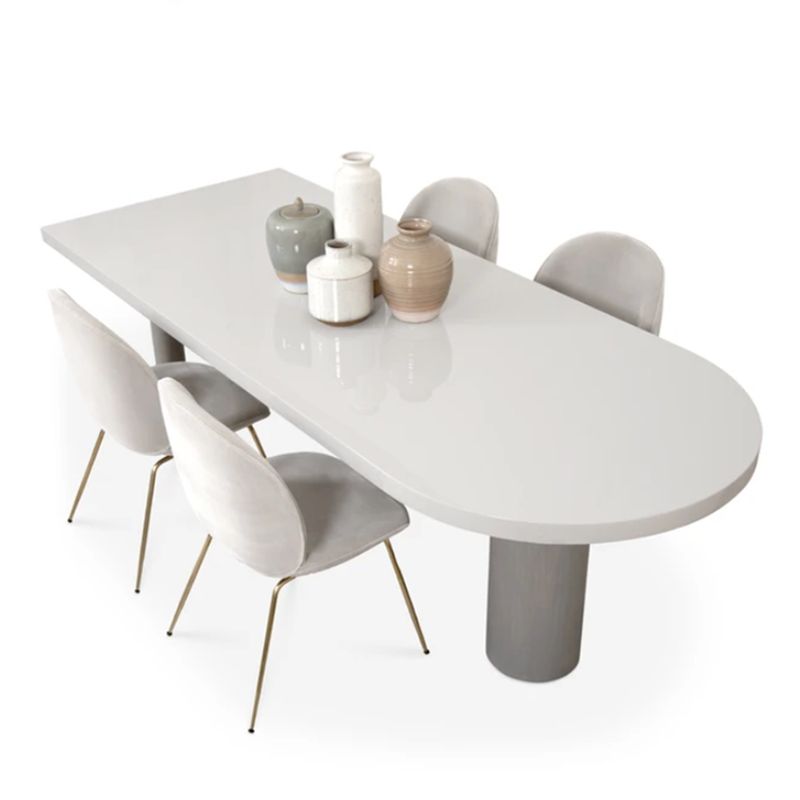 Irregular Pine Solid Wood Dining Table Modern White Top Island Table with 3 Legs