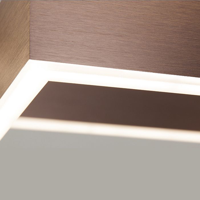 Minimalist Squared Hanging Ceiling Light Metal Living Room LED Chandelier Pendant Light in Coffee