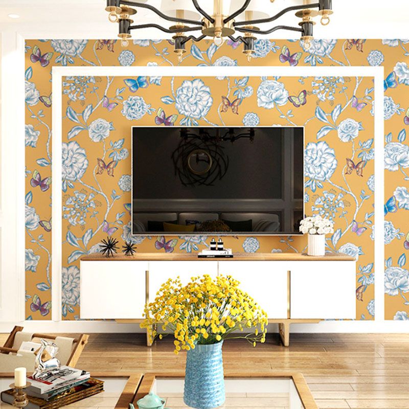 Non-Pasted Wall Decor American Countryside Garden Flower Wallpaper for Accent Wall, 57.1 sq ft.