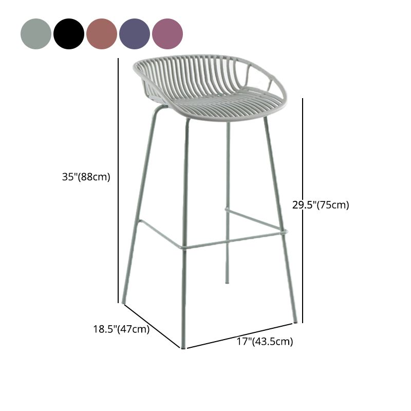 Contemporary Matte Finish Iron Bar Stool Footrest Restaurant Stool