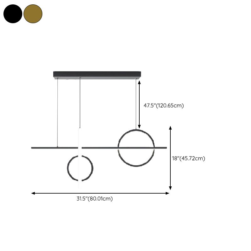 Modernism 4-Light Golden/Black Ceiling Light Metal Island Lighting for Dining Room