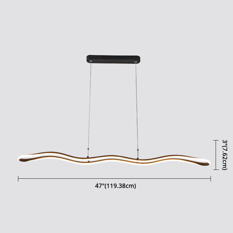 Curved Island Ceiling Light Minimalist Style LED Metal Pendant Lighting Fixture for Dinning Room