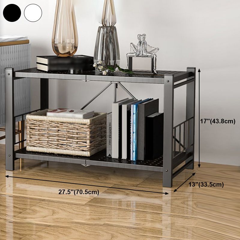 Contemporary Folding Steel Etagere Bookshelf with Caster Wheels