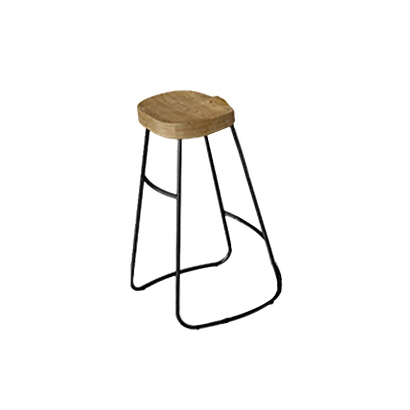 Modern Backless Counter Height Stools with Metal and Solid Wood