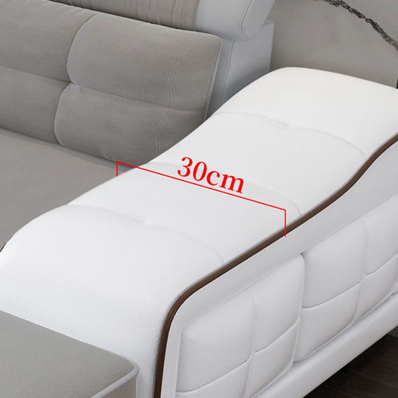 Modern Style Sectional Tufted Back Ramp Armrest White Storage Rack Sofa