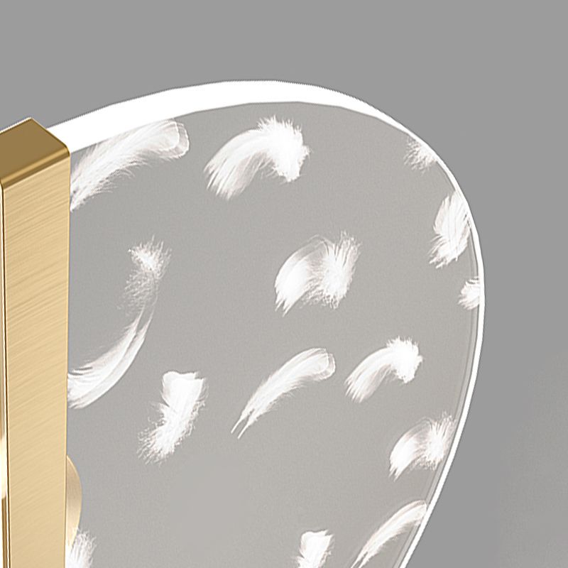 Modern Luxury LED Feather Ceiling Light Wrought Iron Circular Flush Mount with Acrylic Shade