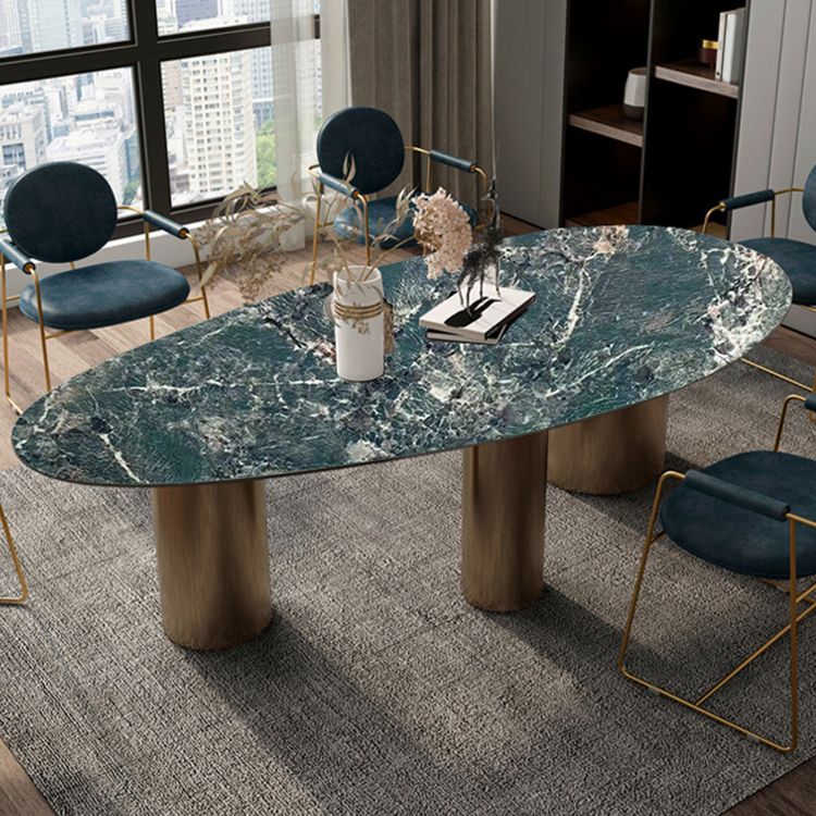 Sintered Stone Home Desk Luxury Oval Shape Fixed Table for Dining Room