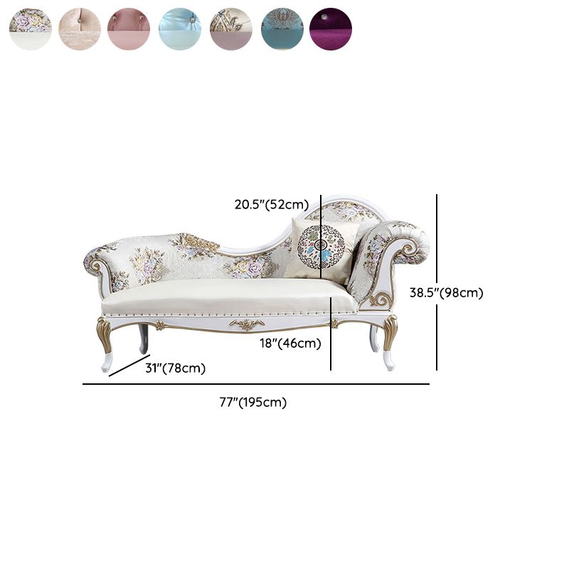 Modern Glam Upholstered Chaise Lounge Couch Rolled Arms Chaise