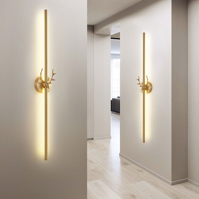 Contemporary LED Wall Sconce Thin-Line Sconce Lighting with Brass for Bedroom