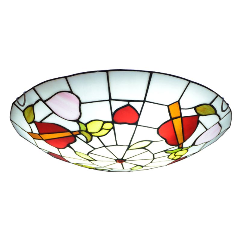 Dome Flush Mount Light 2/3/4 Lights Stained Glass Tiffany-Style Flush Mount Spotlight
