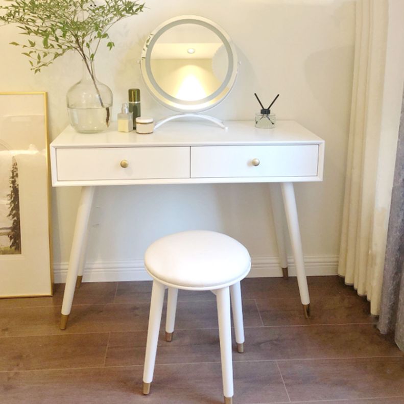 Solid Wood Vanity Desk in White Modern with Drawers Dressing Table