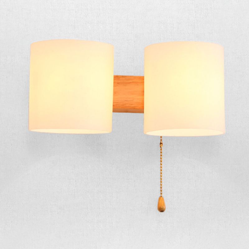 Cylinder Wall Mounted Lamp Modern Simplicity Milk Glass Wall Mount Lamp for Living Room