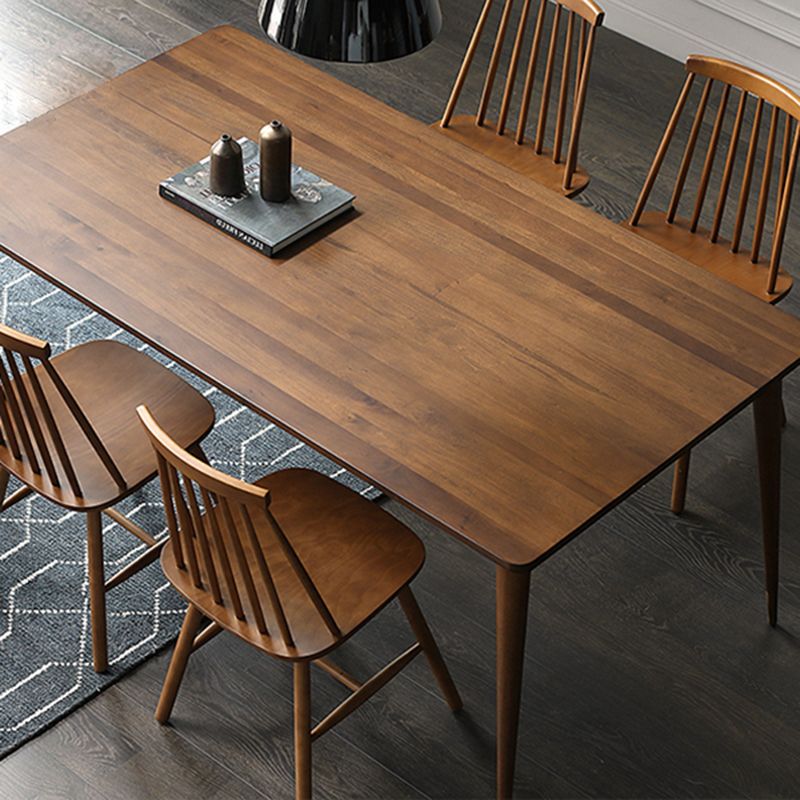 Rectangle Shape Luxury Dining Table Wood Color Fixed Table with Pinewood Solid Wood