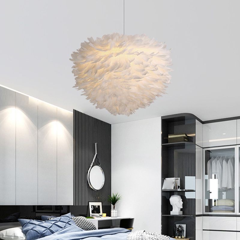 Heart Bedroom Hanging Ceiling Light Metal Nordic Style Hanging Pendant Lamp in White