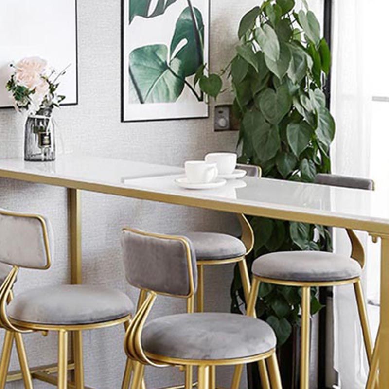 Glam Pub Height Dining Table Stone and White Bar Table for Living Room