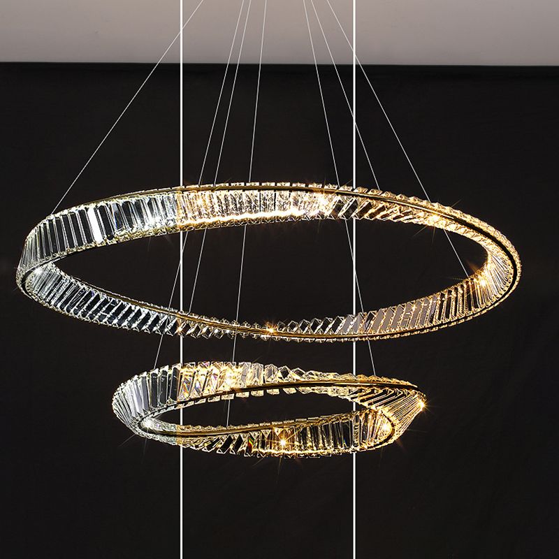 Modern Orbicular Ceiling Pendant Light Crystal Hanging Lamp Kit