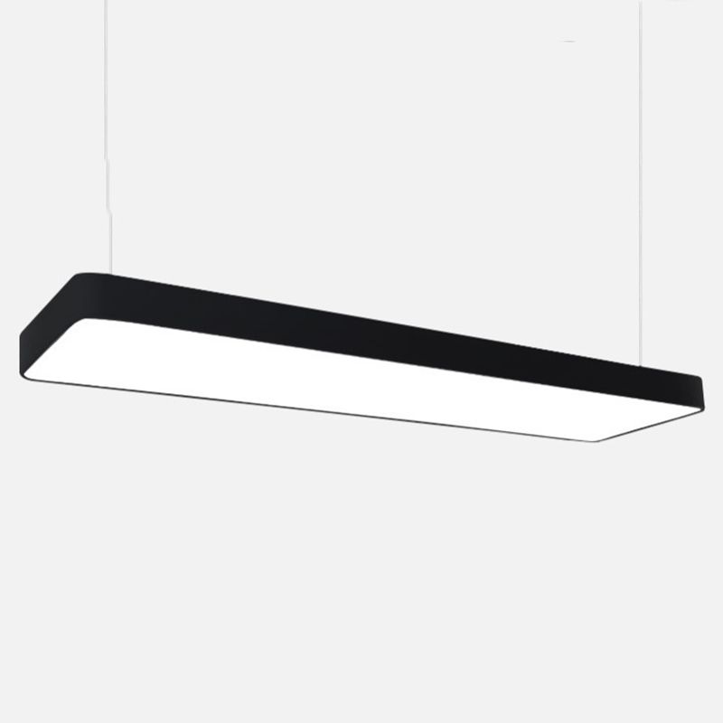 Rechteckige Anhänger Deckenleuchte zeitgenössische Acryl -LED -Büro -Anhängerbeleuchtung in Schwarz