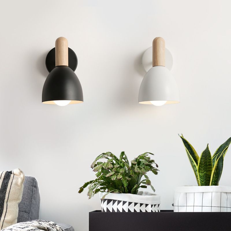 Elongated Dome Wall Sconce Contemporary Metal 1 Head Black/Gray/White Wall Light Fixture for Bedroom, 5" W