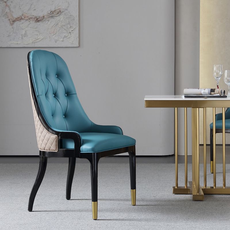 Minimalist Design Leather Dining Side Chair Solid Back Arm Chairs for Kitchen