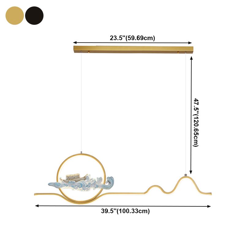 Linear Shape Island Lights Modern Style Metal 2 Light Pendant Lights