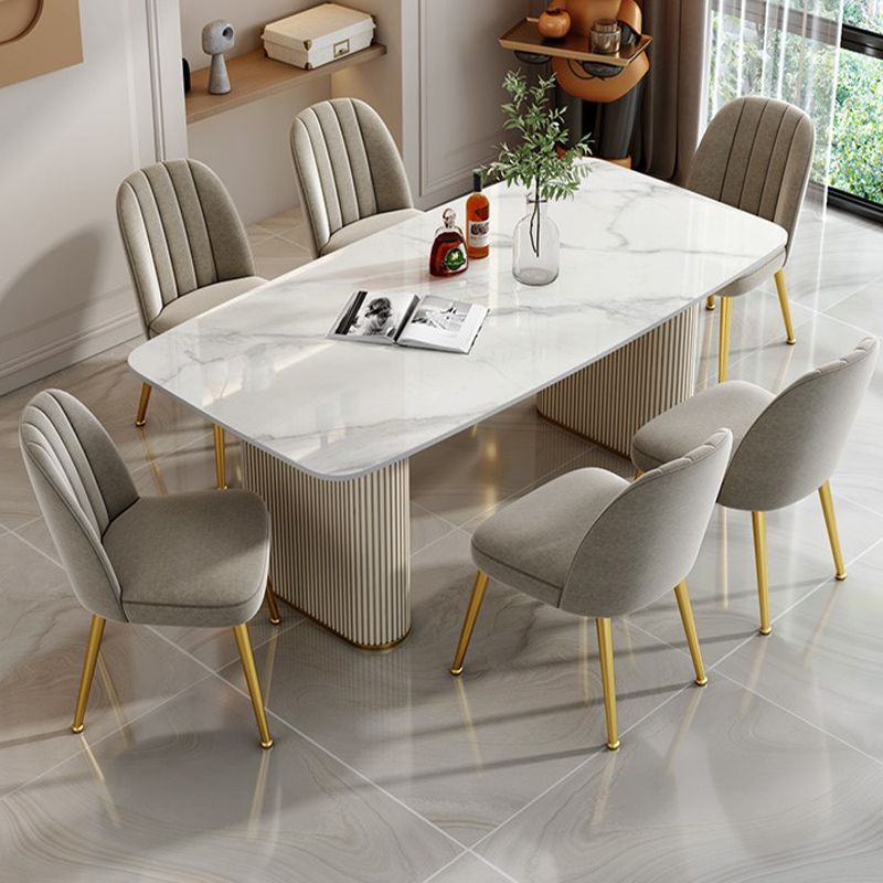 Nordic 1/2/5/6/7 Pieces Dining Set Rectangle Table and Leather Chairs Dinette Set