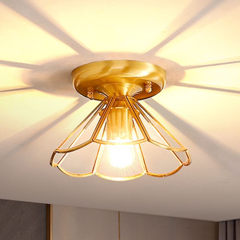 Plafonnier encastré en verre, éclairage de plafond classique en or pour le salon