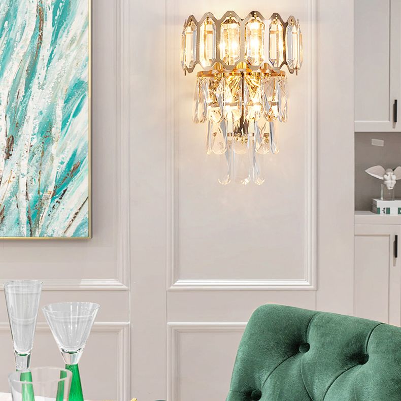 Geometrische Multi-Lights-Wandleuchten Moderner Kristallwandmontageleuchte in Gold