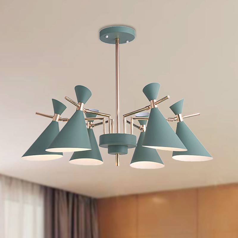 Bedroom Horn Shape Hanging Ceiling Lamp Metal Modern Style 6 Lights Hanging Chandelier