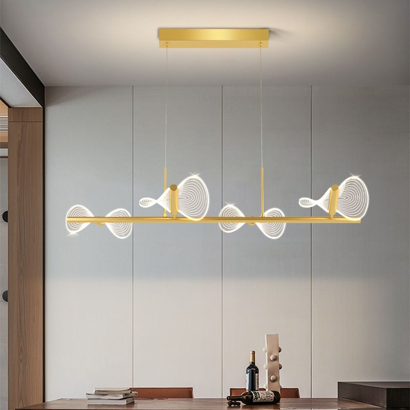 Minimalistische LED Island Lampe Bogenknotenform hängende Licht mit Acrylschatten für Esszimmer