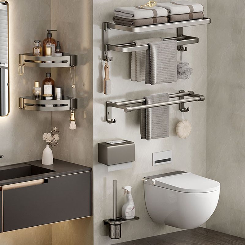 Modern Bath Hardware Set Grey Bath Shelf Paper Holder Bathroom Set